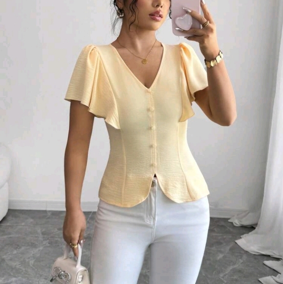 Tops - Women's Elegant French Style Romantic Charming Chic Cream Yellow Poncho